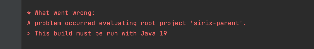 Fail for Java version 